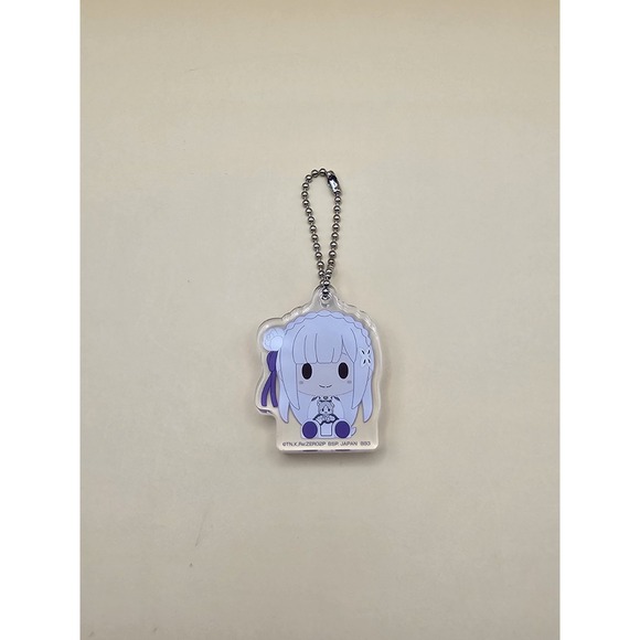 Re:Zero Ichiban Kuji Prize F Acrylic‎ Charm Keychain Emilia with Puck - Picture 1 of 3